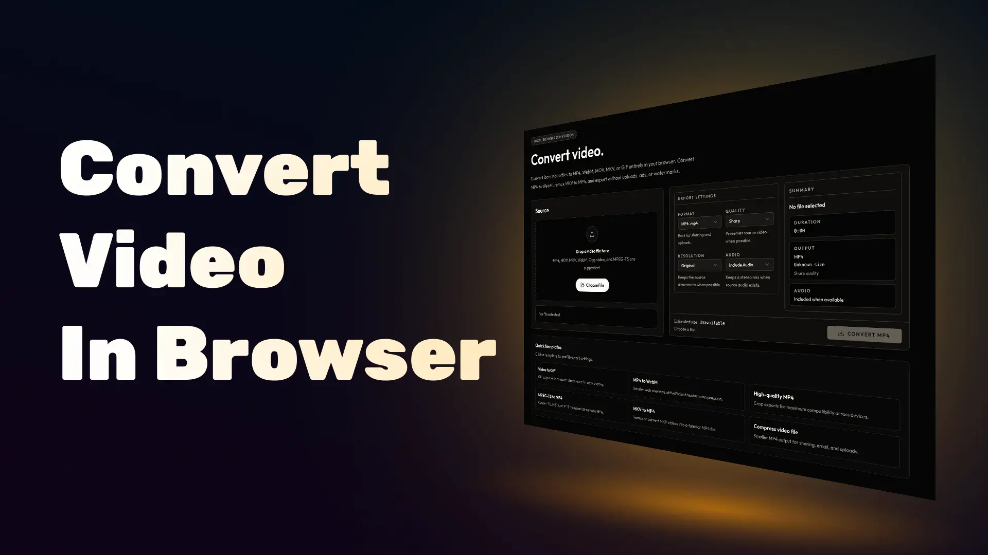 Cliparr Convert hero image with large text reading Convert Video In Browser beside the converter interface.